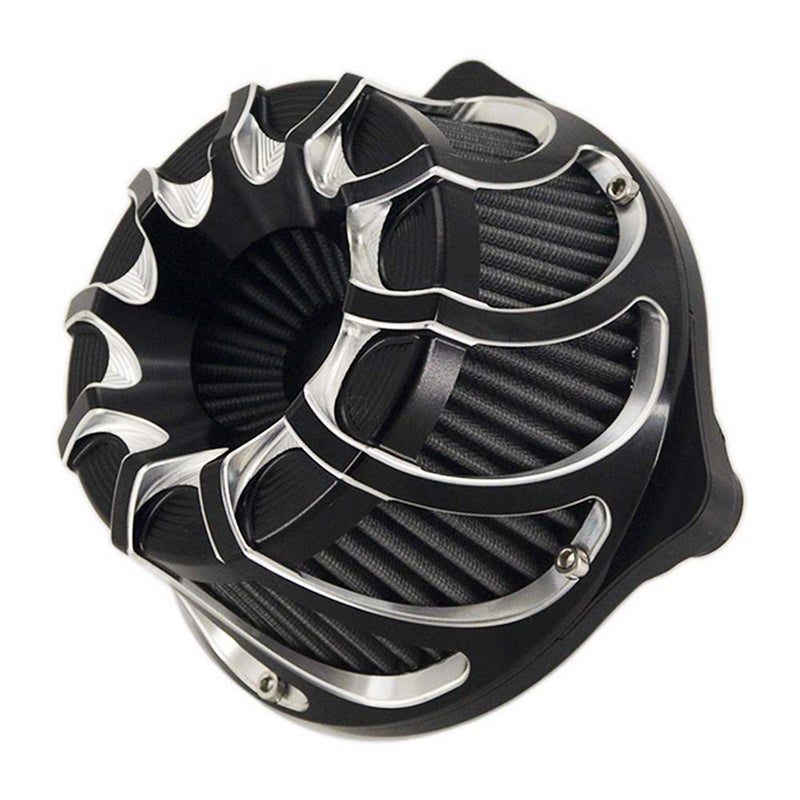 AGECO Cleaner Motorcycle Air Filter Harley CNC Cut Intake Turbine Chrome Black Kit for Touring 2017 - 2020 Softail 2018 - 2020 Road King 2017 - 2020 (Chrome&Black, Fitment - D) - Image 4